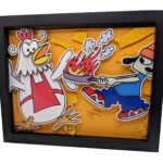 Made to Order – “Cheap Cheap and Parappa” PaRappa the Rapper 3D Paper Cut Shadow Box